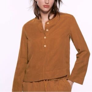 Zara Linen Blend Henley Top